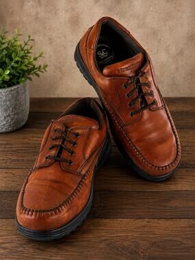 STREETCARS Men's Size 11 2 W Shoes Light Brown Leather Lace Up Comfort Casual